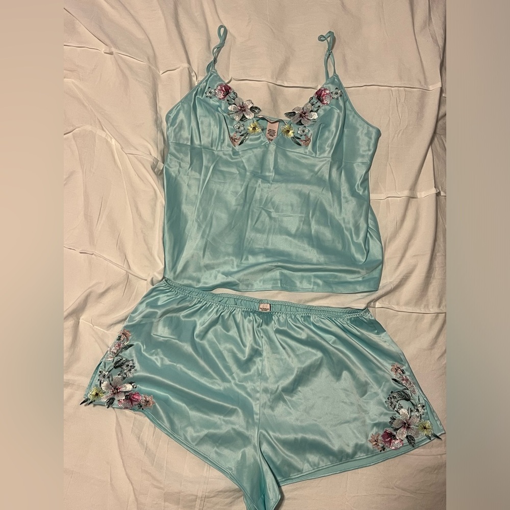 Victoria Secret silk embroidered PJ set